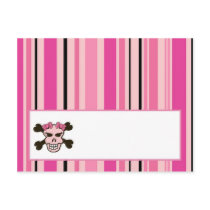 Writable Place Card Girly Girl Pink Punk Skull
