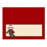 Writable Place Card Red Sock Monkey Postcards