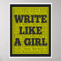 Write Like a Girl Charcoal Print