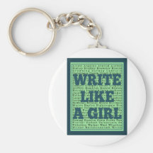 Write Like a Girl Peacock Keychains