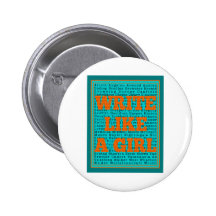 Write Like a Girl Teal Pins