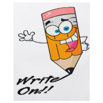 write on right on funny happy pencil cartoon flyer design