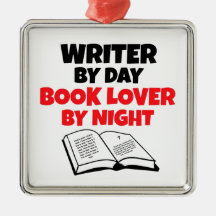 Writer by Day Book Lover by Night Christmas Ornament