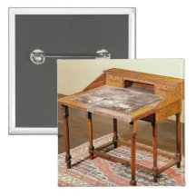 Writing desk, walnut with arabesque marquetry buttons
