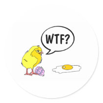 WTF Easter Chick Round Stickers