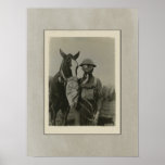 WW1 Soldier and Horse with Gas Masks Print