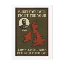 WWI Recruitment Poster Post Card