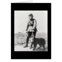 WWI Sergeant and His Dog Wearing Gas Masks 1915 Greeting Cards