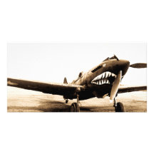 WWII Flying Tigers Curtiss P-40 Fighter Plane Photo Card Template