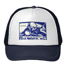 WWII Swiss Motorcycle Company, blue Trucker Hat