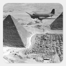 WWII Transport Planes Flying Over Pyramids Square Sticker