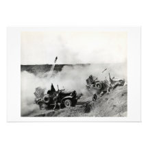 WWII US Marine truck mounted rockets, Iwo Jima Invitation