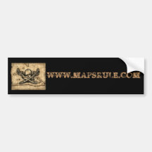 WWW.MAPSRULE.COM with pirate skull Bumper Stickers