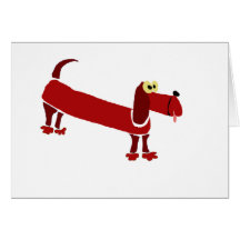 WX- Funny Dachshund Primitive Art Card