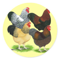 Wyandotte:  Rooster Assortment Round Stickers