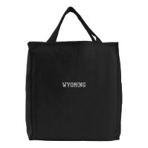 Wyoming USA  Embroidered Tote Bag Black