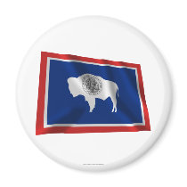 Wyoming Waving Flag Fridge Magnet