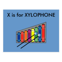 "X" is for Xylophone Alphabet Flashcard Post Cards