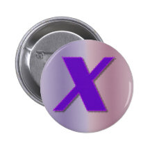 X purple monogram pinback buttons