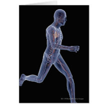 X-ray of the vascular system in a running man greeting card