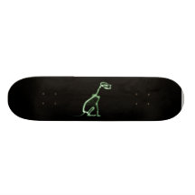 X-RAY PUPPY DOG SKELETON SITTING - GREEN SKATEBOARD DECK