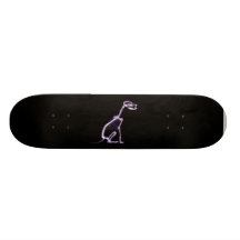 X-RAY PUPPY DOG SKELETON SITTING - PURPLE SKATE BOARD