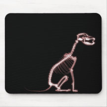X-RAY PUPPY DOG SKELETON SITTING - RED MOUSE PADS