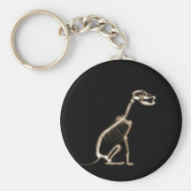 X-RAY PUPPY DOG SKELETON SITTING - SEPIA KEY CHAINS