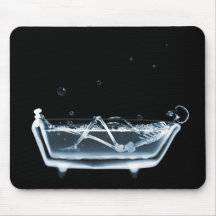 X-Ray Skeleton B&W Bath Time Blue Mousepad