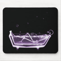 X-Ray Skeleton B&W Bath Time Purple Mousepad