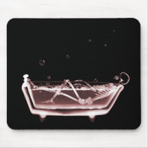 X-Ray Skeleton B&W Bath Time Red Mouse Pads
