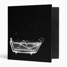 X-Ray Skeleton B&W Bath Time Tub 3 Ring Binder