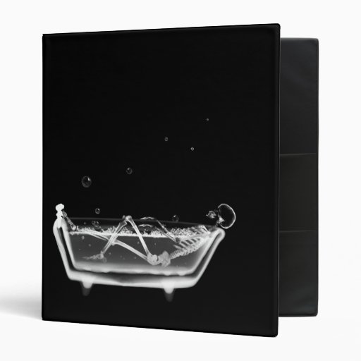 X-Ray Skeleton B&W Bath Time Tub 3 Ring Binder