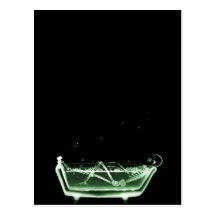 X-Ray Skeleton Bath Black Green Post Card