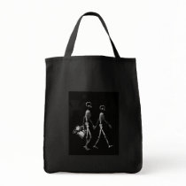 X-Ray Skeleton Couple Travelling Black White Tote Bags