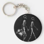 X-Ray Skeleton Couple Travelling Black White Keychain