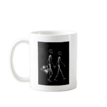 X-Ray Skeleton Couple Travelling Black White Coffee Mugs