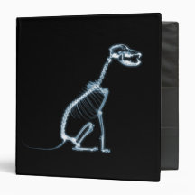 X-RAY SKELETON DOG SITTING - BLUE & BLACK BINDERS