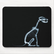 X-RAY SKELETON DOG SITTING - BLUE & BLACK MOUSE PADS