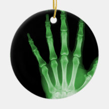 X-RAY SKELETON HAND FINGERS GREEN ORNAMENT