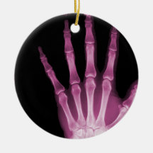 X-RAY SKELETON HAND FINGERS PINK ORNAMENTS