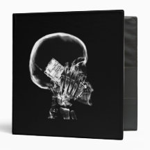 X-RAY SKELETON ON CELL PHONE BLACK & WHITE 3 RING BINDER