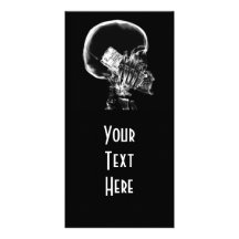 X-RAY SKELETON ON CELL PHONE BLACK & WHITE PHOTO CARD