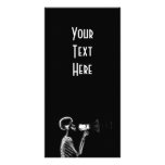 X-RAY SKELETON ON MEGAPHONE - B&W PHOTO GREETING CARD