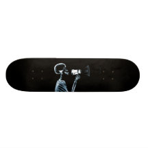 X-RAY SKELETON ON MEGAPHONE - BLUE SKATEBOARD DECK
