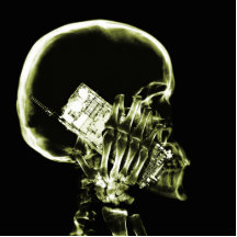 X-RAY SKELETON ON PHONE - YELLOW PHOTO CUTOUT