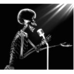 X-RAY SKELETON SINGING ON RETRO MIC - B&W ACRYLIC CUT OUT