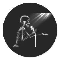 X-RAY SKELETON SINGING ON RETRO MIC - B&W