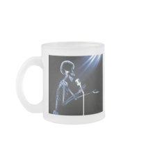X-RAY SKELETON SINGING ON RETRO MIC - BLUE MUGS