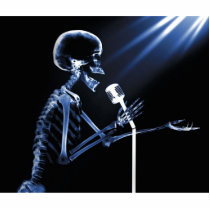 X-RAY SKELETON SINGING ON RETRO MIC - BLUE